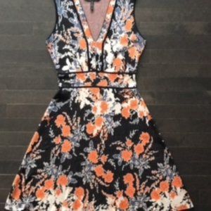 BCBG Black Floral Knit Dress Size XXS